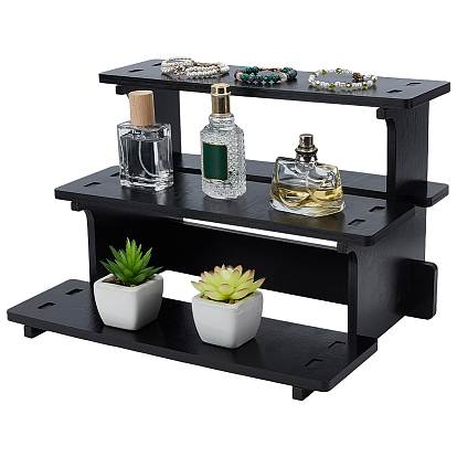 1 сумка 3 двухъярусные деревянные подставки для косметики, ювелирные изделия, очки, прямоугольные