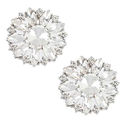 2украшения для обуви из сплава со стразами, съемные пряжки для обуви, с железной фурнитурой, цветок