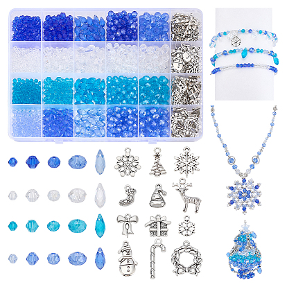 Наборы для самостоятельного изготовления украшений на рождественскую тематику, включая стеклянные бусины и подвески из сплава