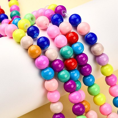 Baking Paint Glass Beads Strands,  Round