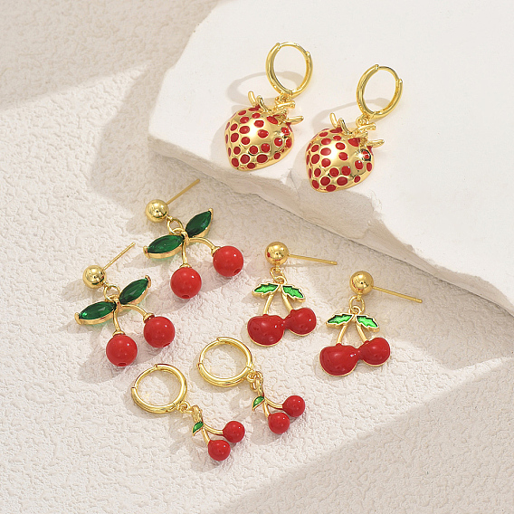 Латунная эмаль болтается серьги, золотые