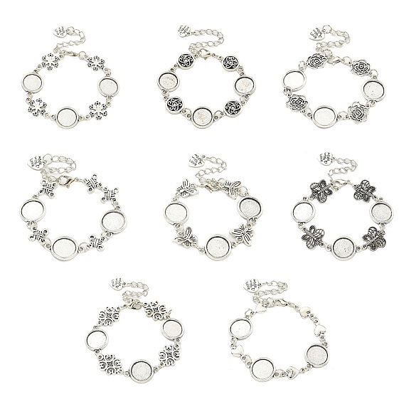 Изготовление браслета-цепочки из антикварного посеребренного сплава, подходит для кабошонов