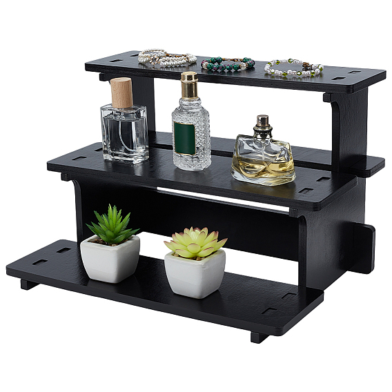 1 сумка 3 двухъярусные деревянные подставки для косметики, ювелирные изделия, очки, прямоугольные