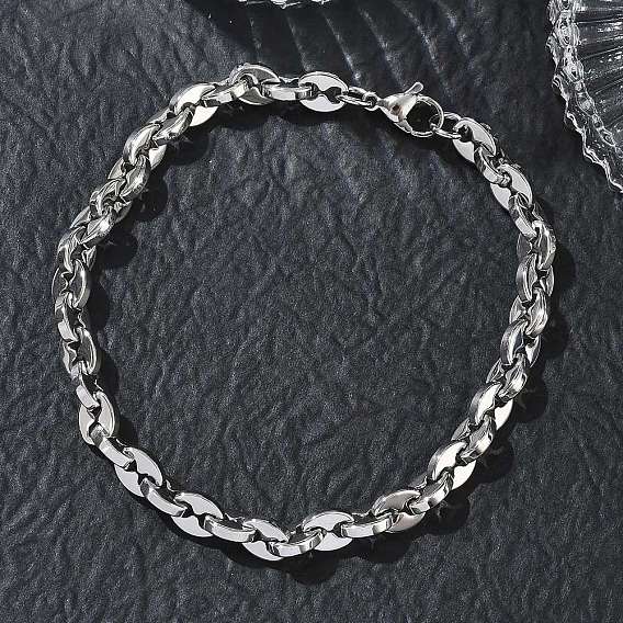 6MM 304 Stainless Steel Oval Link Chain Bracelets, Tarnish Free