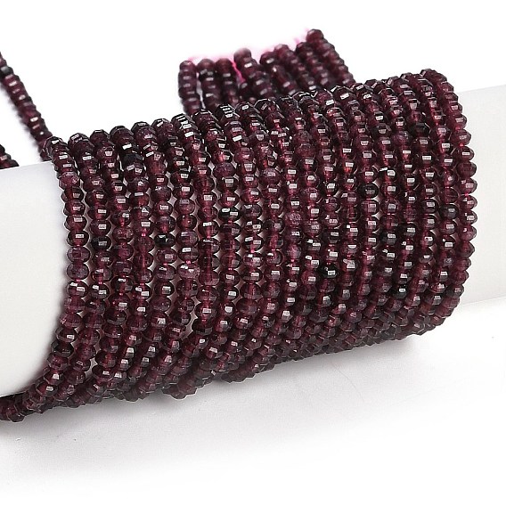 Гранат природный бисер нитей, граненые, рондель