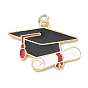 Brass with Black Enamel Pendants, Graduation Cap Charms