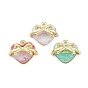 Alloy & Resin Pendants, Heart & Bowknot Charm, Long-Lasting Plated, Rack Plating, Golden