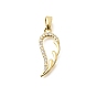 Brass Clear Cubic Zirconia Pendants, Wing Charms, Long-Lasting Plated