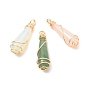 Natural & Synthetic Gemstone Pendants, with Real 18K Gold Plated Eco-Friendly Copper Wire, Teardrop