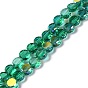 Transparent Electroplate Glass Beads Strands, AB Color, Faceted Flat Round