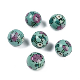 Famille Rose Porcelain Beads, Round with Flowers