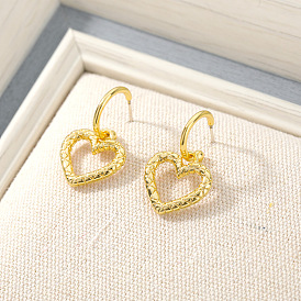 Vintage Hollow Heart Earrings with 925 Silver Pin for Women - Cool and Chic Ear Jewelry in European Style