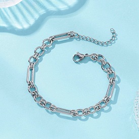 304 женские браслеты-цепочки со звеньями из нержавеющей стали, прямоугольник с кольцом