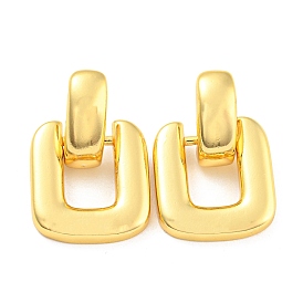 Rack Plating Brass Square Dangle Stud Earrings, Long-Lasting Plated, Lead Free & Cadmium Free
