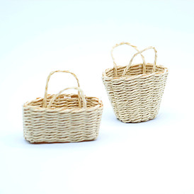 Mini Rattan Bamboo Baskets, DIY Craft and Dollhouse Photography Props Decorations