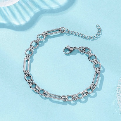 304 женские браслеты-цепочки со звеньями из нержавеющей стали, прямоугольник с кольцом