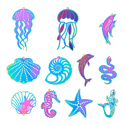 22 шт. 11 стили украшения из нержавеющей стали с травлением металла подвески, разнообразные