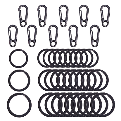 Iron Split Key Rings and Alloy Snap Key Clasps, with Iron Findings