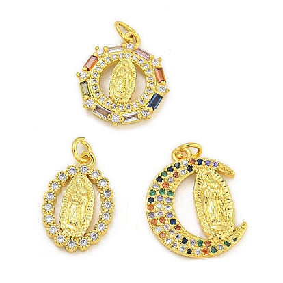 Подвески из латуни с микропаве из кубического циркония на тему Девы Марии, долговечный, без кадмия и без свинца, реальный 18 k позолоченный