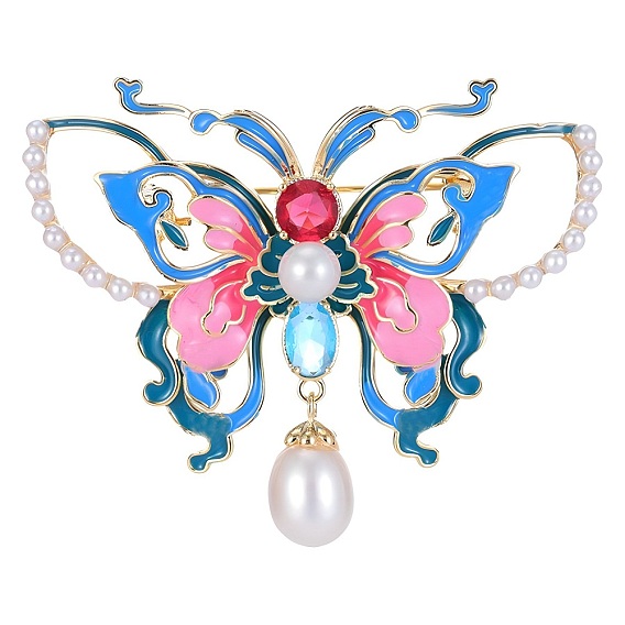 Эмалированные булавки-бабочки, с пластиковой жемчужины, броши из цинкового сплава для рюкзака