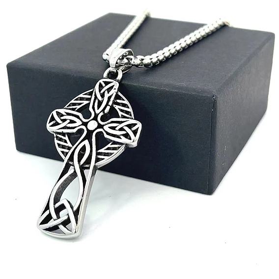 Ожерелья из нержавеющей стали с крестом в виде узла викингов для мужчин
