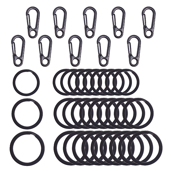 Iron Split Key Rings and Alloy Snap Key Clasps, with Iron Findings
