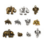 Tibetan Style Alloy Pendants, Elephant, 11~64.5x11~50x2~9mm, Hole: 2~7x10mm