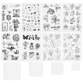 Globleland PVC Plastic Stamps, for DIY Scrapbooking, Photo Album Decorative, Cards Making, Stamp Sheets, with Acrylic Stamping Blocks Tools & Chassis