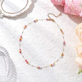 Ожерелья из цепочек из натуральных ракушек с окрашенными дисками 304 из нержавеющей стали, красочный