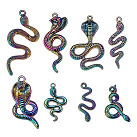 16Pcs 8 Style Alloy Pendants, Cadmium Free & Nickel Free & Lead Free, Cobra, Snake