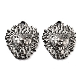 201 Stainless Steel Pendants, Lion Head Charm