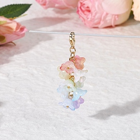Цветочные акриловые подвесные украшения, с 304 из нержавеющей стали Lobster Claw застежками