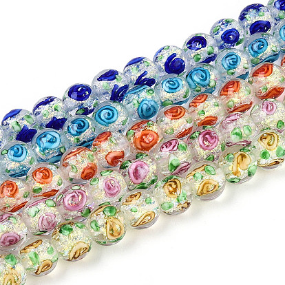 Нити из фольги в технике лэмпворк, круглый с цветком розы