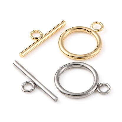 10 Sets 2 Styles 304 Stainless Steel Toggle Clasps, Ring