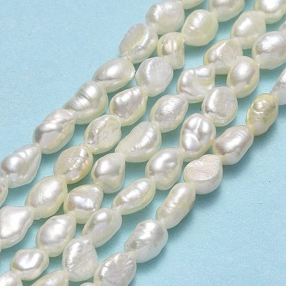 Natural Cultured Freshwater Pearl Beads Strands, Keshi Pearl Beads, Two Sides Polished
