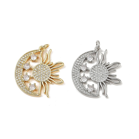 Латунные микро проложить кубического циркония подвески, без кадмия и без свинца, луна с солнцем, с целью перехода в кольце