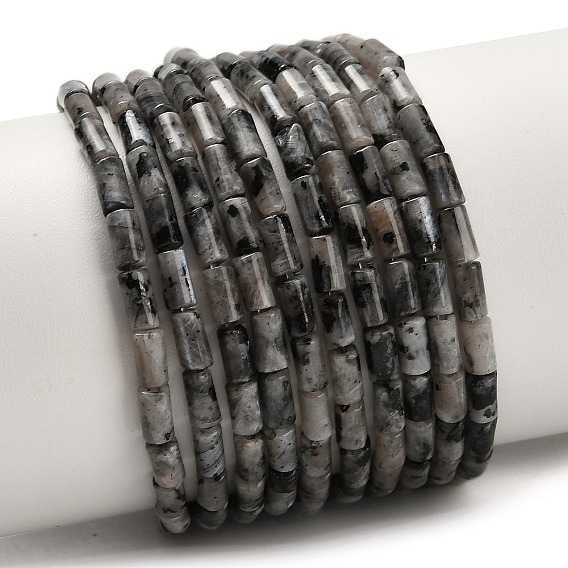 Натуральные нити бус из ларвикита, колонка