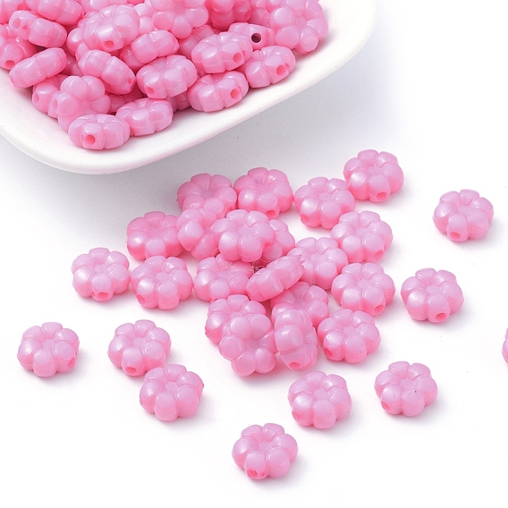 Perles acryliques opaques de fleurs, 10x5mm, trou: 1.5 mm, environ 1560 pcs / 500 g