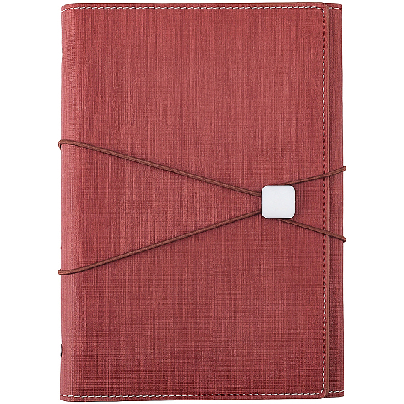 Imitation Leather Refillable Notebook Cover with Elastic Strap & Metal Snap, Rectangle