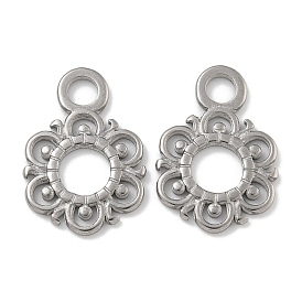 304 Stainless Steel Pendants, Hollow Flower Charm