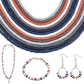 14 пряди 7 раскраски бусин из полимерной глины ручной работы, для поделок ювелирных изделий, Heishi бусы, Диск / плоские круглые