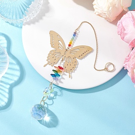 201 Подвесной ловец солнца в форме бабочки из нержавеющей стали и радужного хрустального стекла