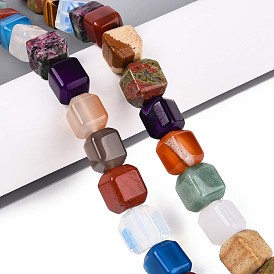 Натуральные и синтетические смешанные каменные бусы пряди, кубические, смешанные окрашенные и неокрашенные