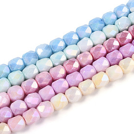 Антикоррозийные гальванические стеклянные бусины, баррель, имитация драгоценных камней, граненый(18 граненый)