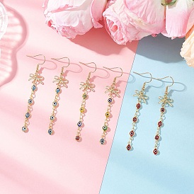 3 пары серег-подвесок ручной работы от сглаза с бантом в стиле лэмпворк, с латунными и 304 нержавеющими стальными крючками для сережек, золотые