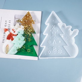 Christmas DIY Display Silicone Molds, for UV Resin & Epoxy Resin Jewelry Making, Christmas Tree & Snowman with Word
