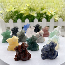 Natural Gemstone Sculpture Ornaments, for Home Office Desk Decorations, Cat