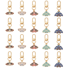 20 шт. 5 стили подвесные украшения из эмалевого сплава в виде моли, с поворотными застежками сплава