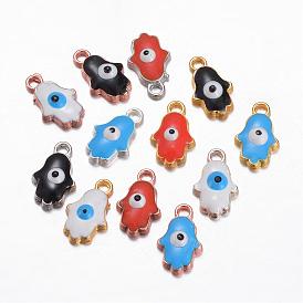 Charmes d'émail d'alliage, hamsa main / main de fatima / main de miriam avec mauvais oeil