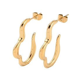 Ion Plating(IP) 304 Stainless Steel Twist Stud Earrings, Half Hoop Earrings for Women